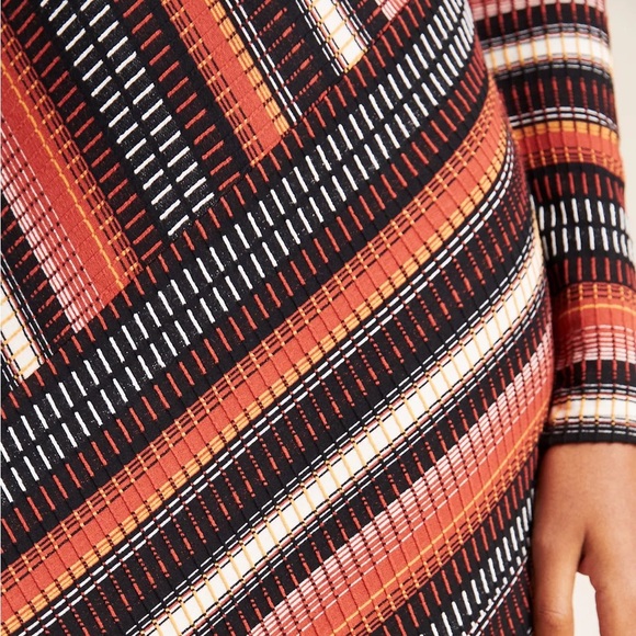 Anthropologie Maeve long sleeve multi stripe knit midi dress - size Medium (M) - Picture 4 of 8